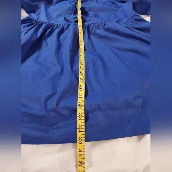 Elegant Blue Puff Sleeve Mini Dress With Tie Front - Picture 8 of 8